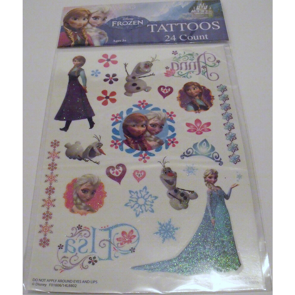 Disney Frozen Elsa Anna Olaf Temporary Tattoos 24 Count