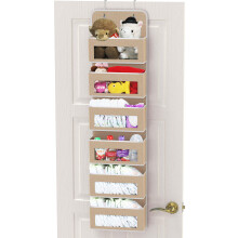 SIMPLE HOUSEWARE Organizador Colgante con 6 Bolsillos Transparentes para Puerta de Armario, Beige