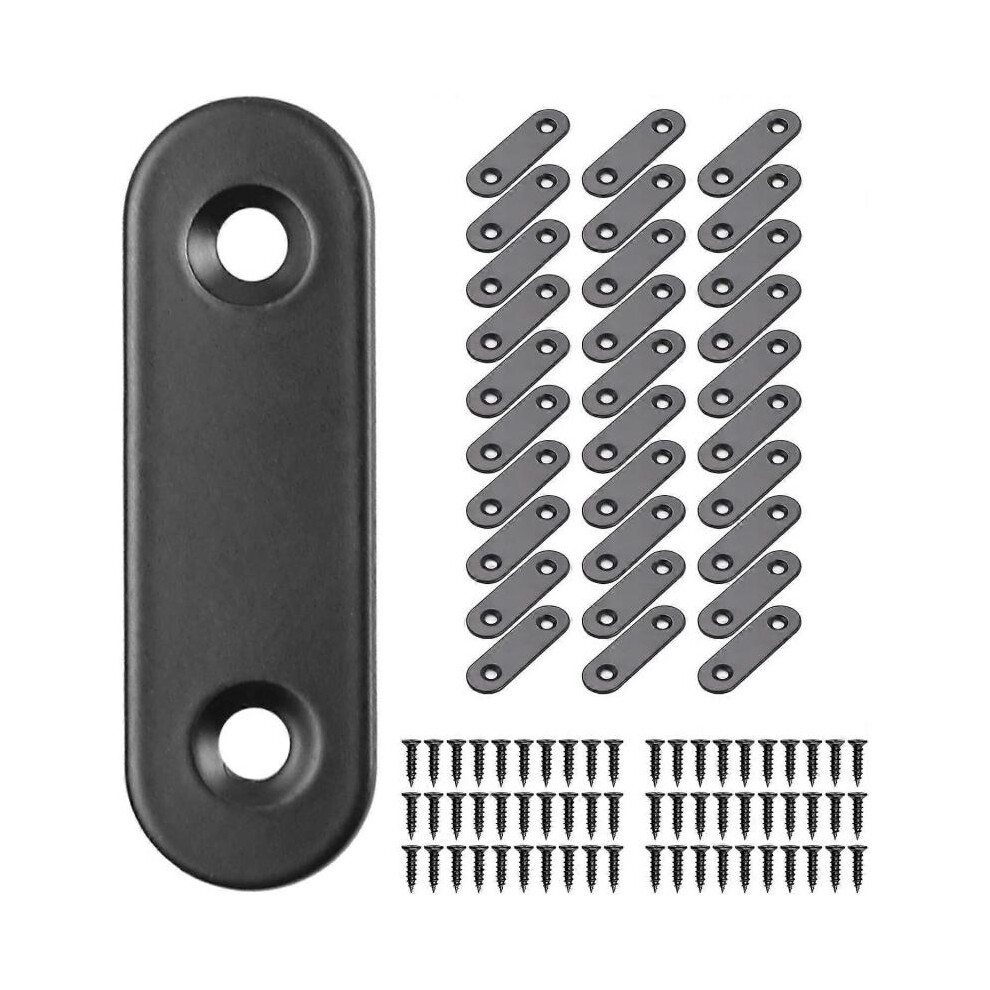 Pack of 30 Flat Corner Brace Plates Metal Joining Plates Connector Repair Bracket with Fix