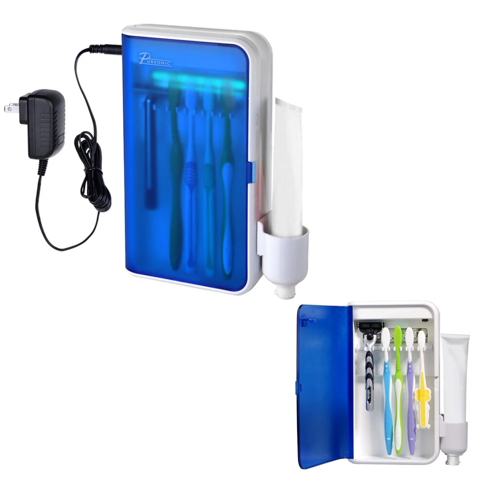 Pursonic Wall-Mountable Portable Uv Toothbrush Sanitizer & Toothpaste Holder Bathroom Organizer Toothbrush Holders For Bathrooms