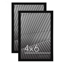 Americanflat 4x6 Picture Frame 2 Pack in Black with Polished Plexiglass - Thin Border 4 X 6 Inch Photo Frames for Wall or Desk - in Horizontal or Vert