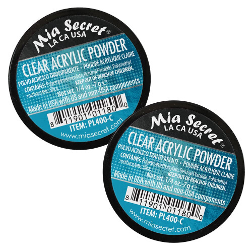 MIA Secret Clear Clear Acrilic Powder (1/4 oz) - 2 pachet