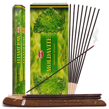 Moldavite røgelsespinde og røgelsespind Holder Bundle Indence Sense Hem Røgelsespinde