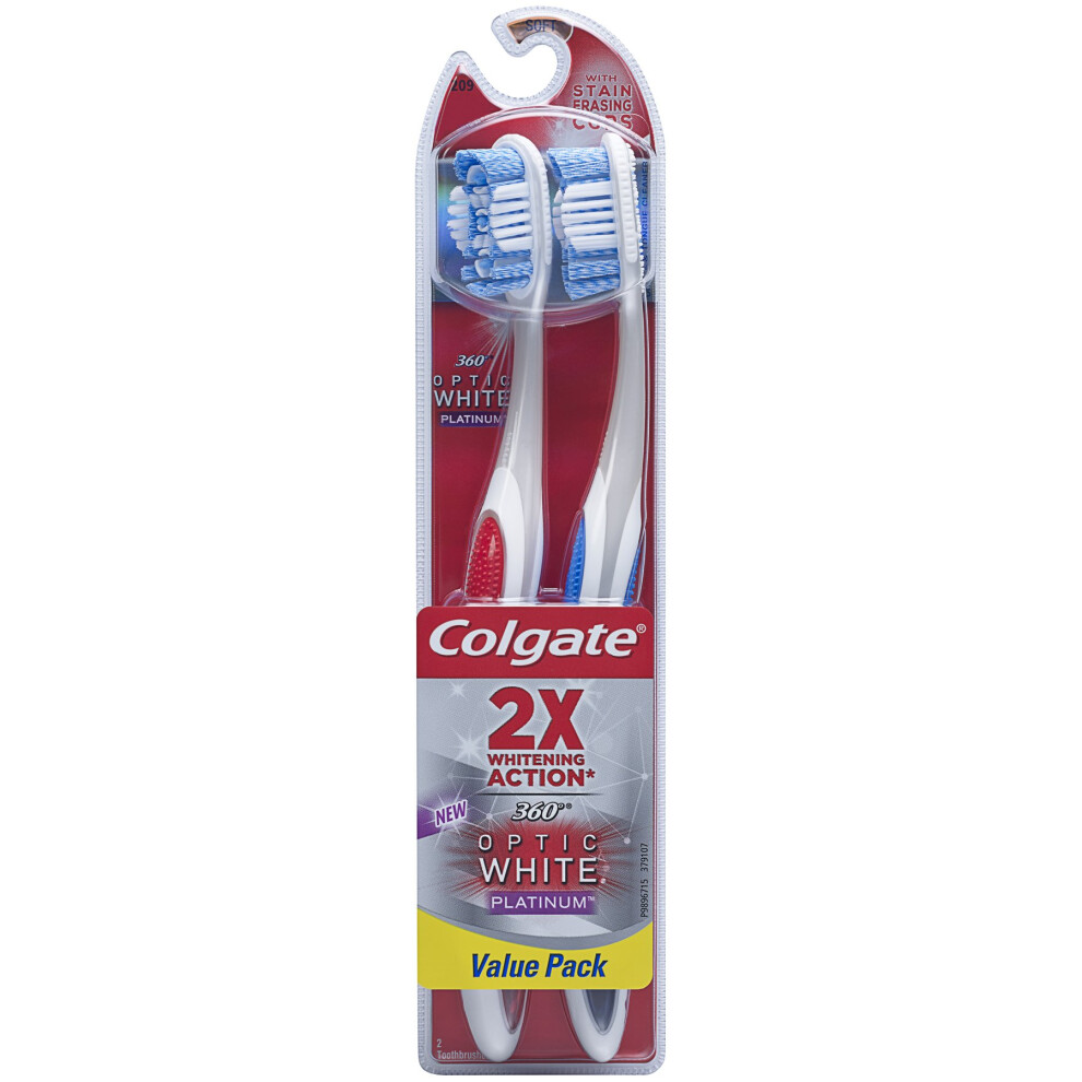 Colgate Spazzolino Da Denti A 360° Con Detergente Per Lingua E Guance, Medio, 2 Pezzi-image