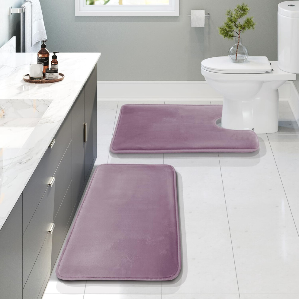 Tapis De Salle De Bain Clara Clark Tapis De Bain En Velours Et Mousse à MéMoire De Forme Tapis De Bain AntidéRapants Lavage En Machine SéChage R-image