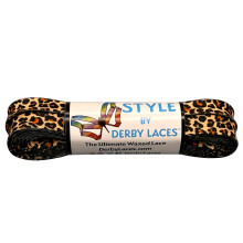 Derby Laces STILE LARGO 10mm Lacci Cerati per Pattini, Hockey, Stivali e Scarpe Normali (Leopardo, 96 Pollici / 244 cm)