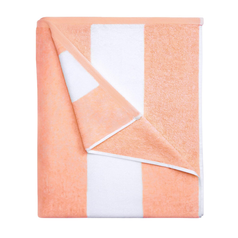 HENBAY Cotton Oversized Beach Towel - Large 70 x 35 Inch Pool Towel Orange Striped Quick Dry Swimming Cabana Towel-image-OPC-PFPGBPB-NEW
