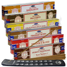 Satya r?gelsespinde Variety Pack #10 og holder bundt med 6 klassiske dufte Sandeltr? Dragon's Blood Palo Santo White Sage