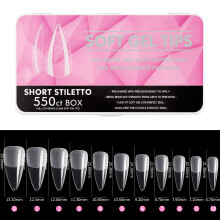 Cycullinyt 550 stks doodskist zachte gel nageltips 11 maten medium doodskist nagels volledige dekking acryl druk op valse nagel tips geen sporen voor