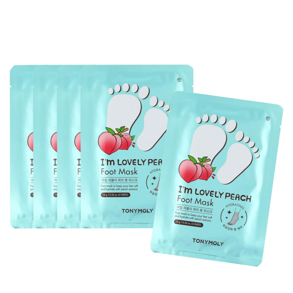 Tonymoly I'm Lovely Peach Foot Mask 5 Count