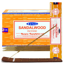Sandalwood røgelsespinde - I alt 180 insence -sticks og røgelseshælder Holder Bundle Insence Sense Satya Røgelse