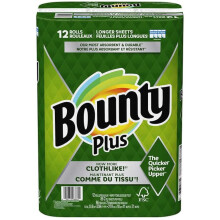 Bounty Plus Select-A-Size Bianco Lungo Tessuto Tipo 12 Rotoli di Carta Igienica da 2 Veli 86 Fogli Ciascuno