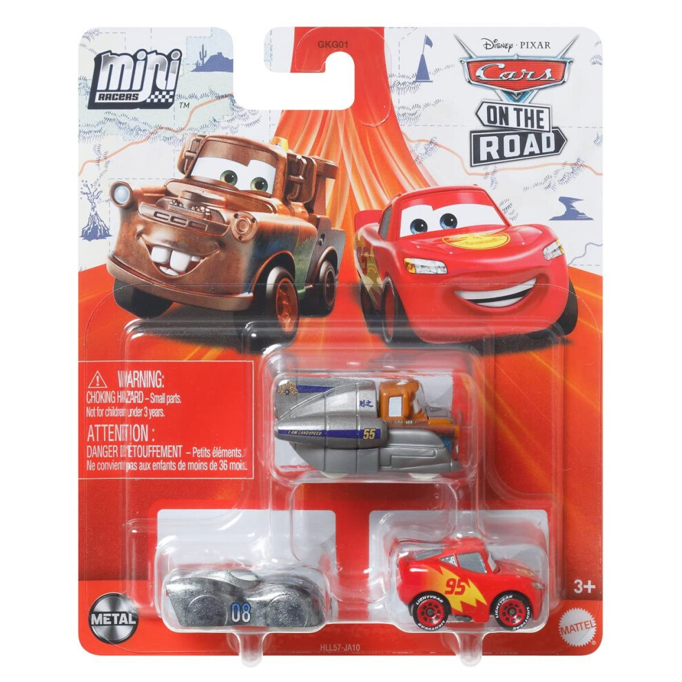 Disney Cars On The Road Mini Racers Salt Flats 3Er-Pack Mit Super Speed Mater Lightning Mcqueen Und Datz Jammin-image