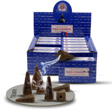 Nag Champa tilbagestrømning Røgelseskegler til vandfald Aromatisk røg Fountain Haze Falls and Mat Bundle - Pack of 12