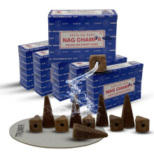 Nag Champa Backflow r?gelseskegler til vandfald Aromatisk r?gfont?ne Haze Falls og m?ttebundt - pakke med 6