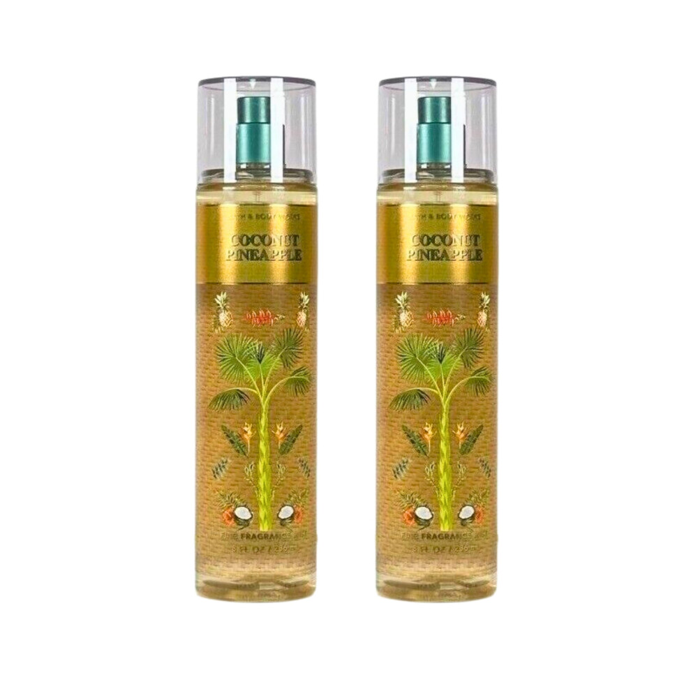 Bath & Body Works Fine Fragrance Mists Set of 2 8oz Each Bottle (Coconut Pineapple)