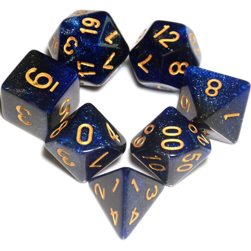 7 stykker DND DICE SET (Blue Black)