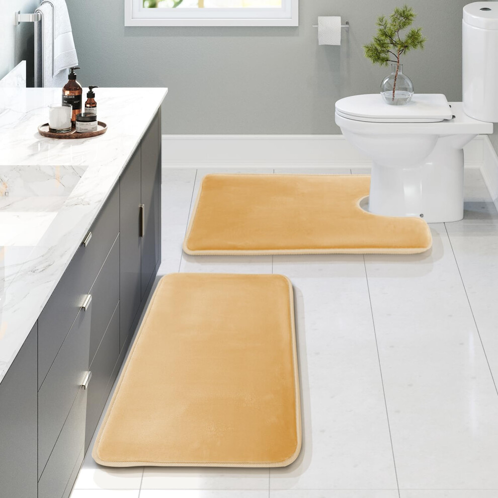 Clara Clark Badezimmerteppiche, Badematte Aus Samt Mit Memory-Schaum, Rutschfeste Badvorleger, Maschinenwaschbar, Trocknet Schnell, Ultraweiche-image