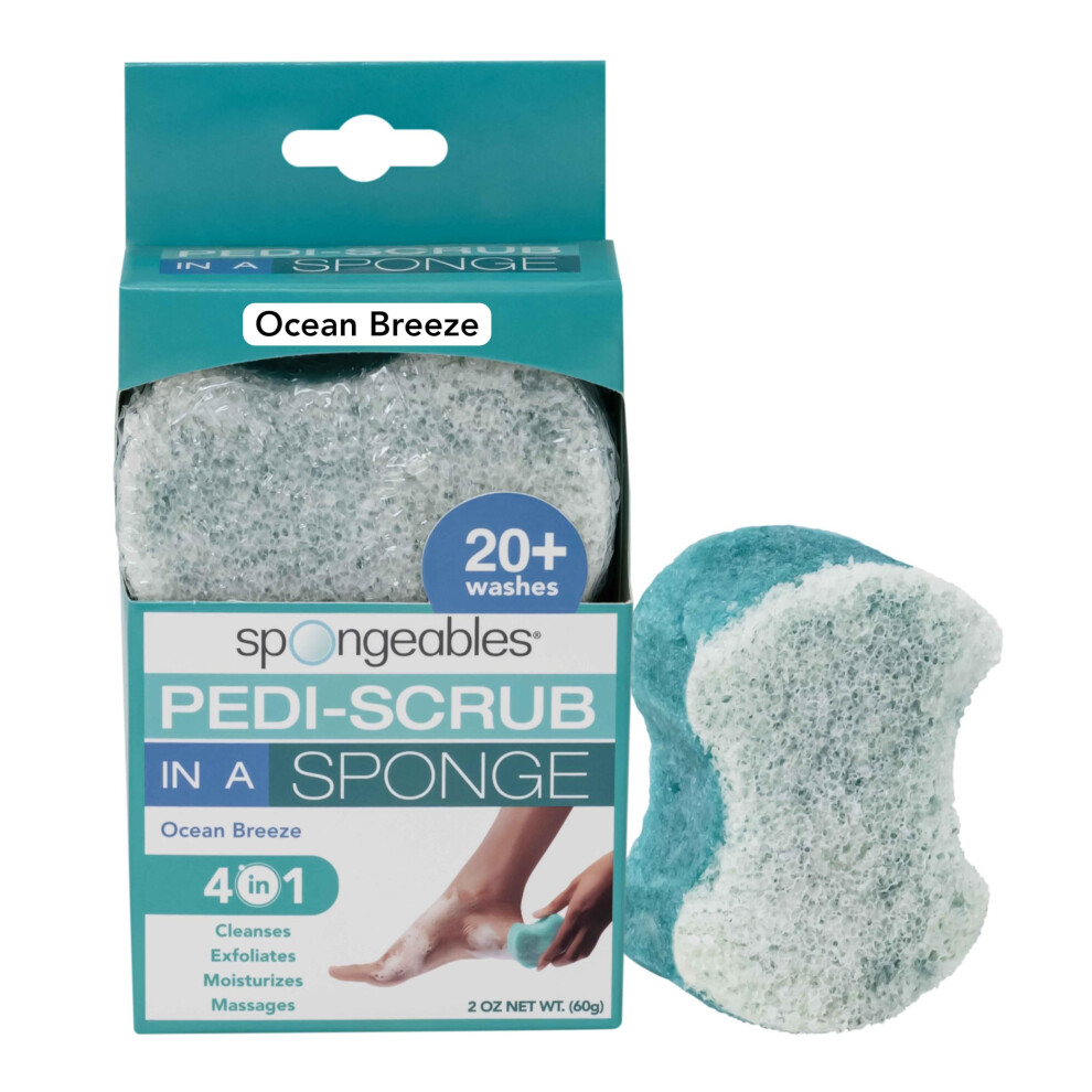 Esponjas Spongables Pedi Scrub Foot Exfoliating 20+ Wash Sponge Ocean Breeze 1 Count