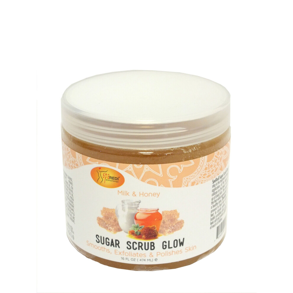 Spa Redi - Sugar Body Scrub Milk And Honey 16 Oz Exfoliating Moisturizing Hydrating And Nourishing Glow Polish Smooth And Fresh Skin - Body Ex