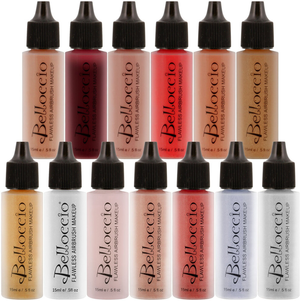 Belloccio Peach Master Set Of All 13 Blush Bronzer & Shimmer Color Shades Within Belloccio's Professional Flawless Airbrush Makeup Product Line (13 Differe