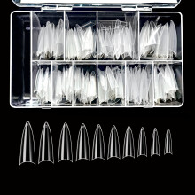 VIVACE Clear Lange Stiletto 500 stks Kunstmatige Fake Gel Nail Tips 10 Maten Met Doorzichtige Plastic Case Voor Nail salon