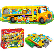 Rompecabezas de piso de autobs escolar extra grande para nios-Jigsaw Jumbo de 4 pies de largo para edades de 3-8 | Perfecto para nios en edad pree