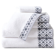 Luxurises Handtuchset aus 100 % trkischer Baumwolle | Superweich und sehr saugfhig | Strukturierte Dobby-Bordre | 550 GSM | 2 Badetcher, 2 Handt