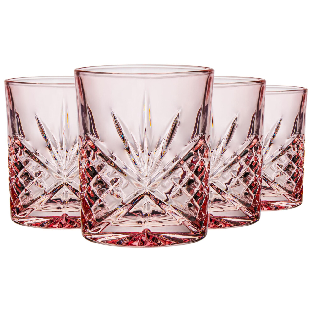 Godinger Whiskey Glasses Old Fashioned Glasses Crystal Glass Drinking Glasses Water Glasses Cocktail Glasses - Blush Dublin Collection