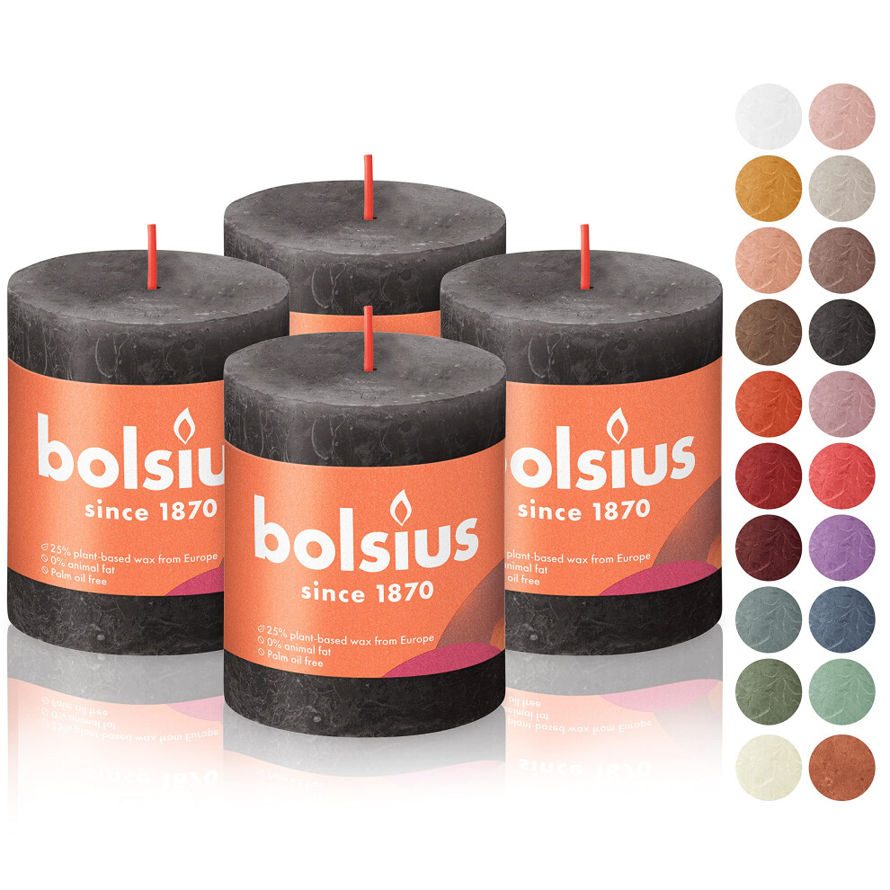 BOLSIUS 4 Pack Black (Stormy Gray) Rustic Pillar Candles - 2.75 X 3.25 Inches - Premium European Quality - Natural Eco-Friendly Plant-Based Wax - Unsc-image-OPC-PFM9CMB-NEW