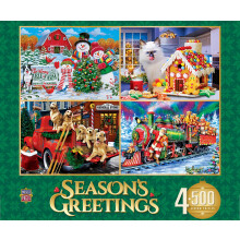 Puzzle MasterPieces s 2000 dielikmi pre dospel ch a rodinu Vianocn pozdravy, 4 kusy 35,5 cm x 48,5 cm