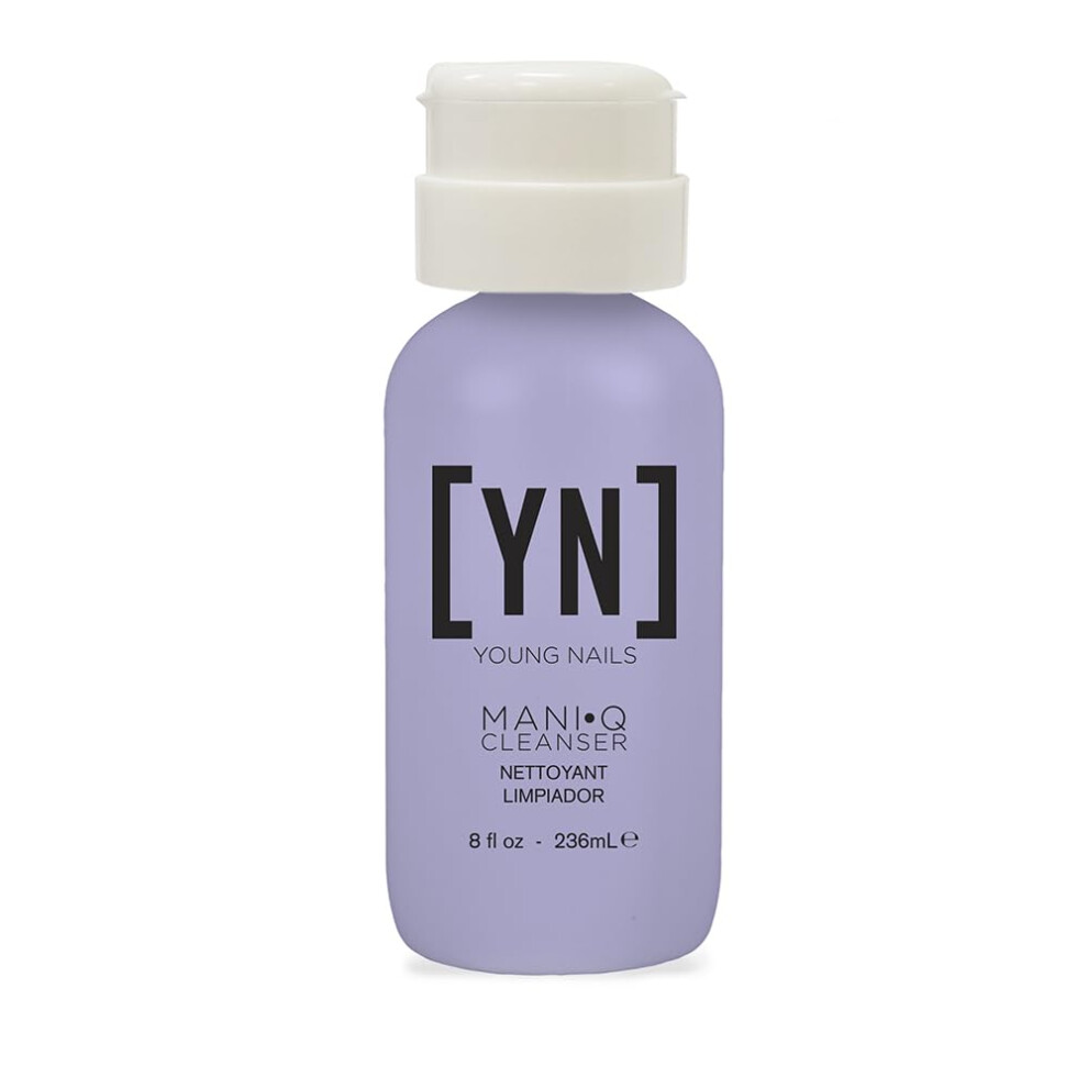 Young Nails Mani Q Gel Nail Cleanser - Nail Surface Cleanser For Gel Polish Sticky Gel Residue Remover After-Curing Gel Polish Cleanser 8 Fl Oz