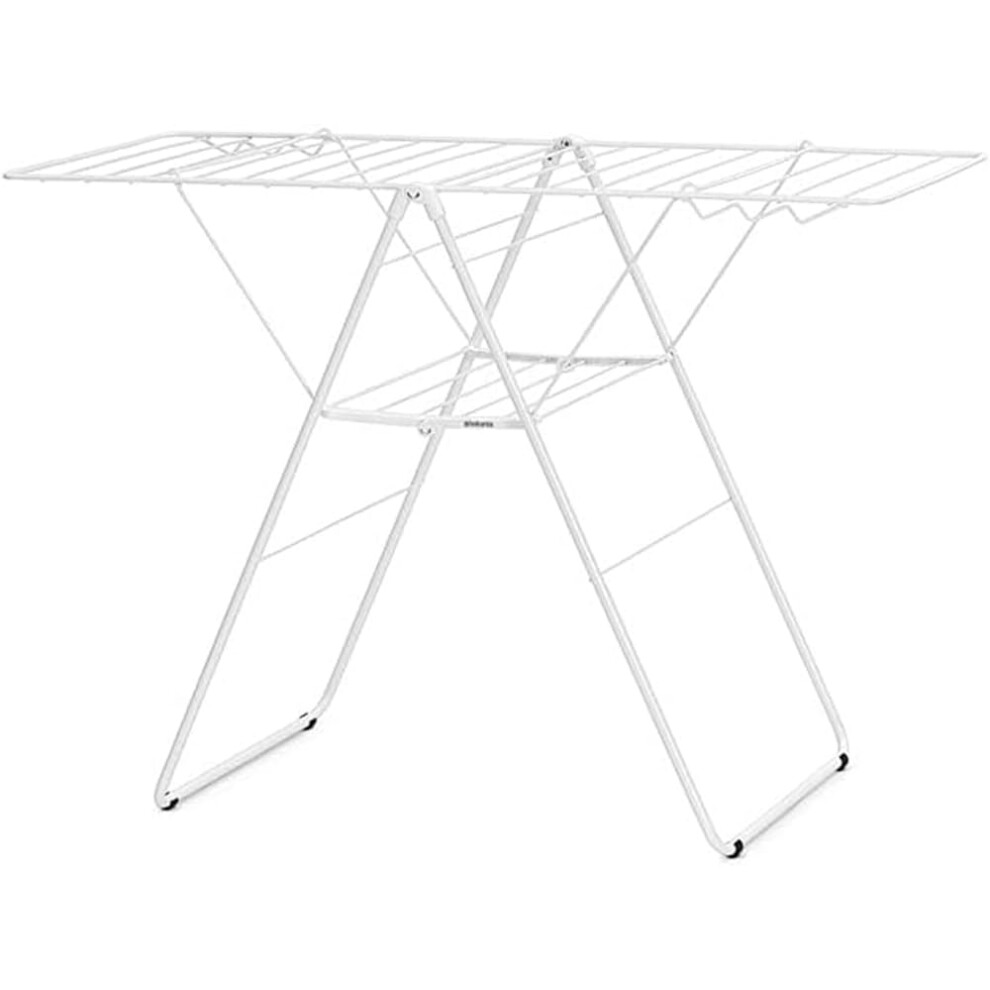 Brabantia Hangon Laundry Drying Rack (20M / Fresh White) Compact Foldaway Adjustable Indoor Stainless Steel Clothes Horse
