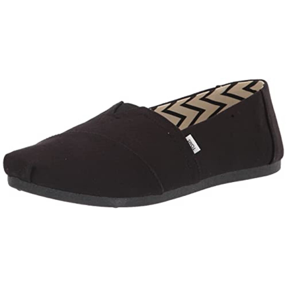 TOMS Womens  Alpargata Recycled Slip-On - Wide Width Solid Black 7 W
