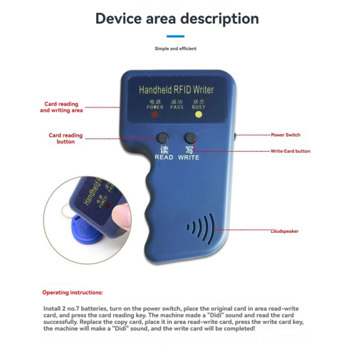 Συσκευή ανάγνωσης καρτών 125KHz για φωτοτυπικό RFID με 3 μπρελόκ 1