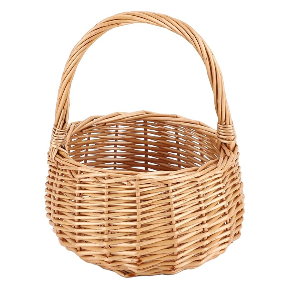 Wicker Picnic Basket with Handle,Willow Flower Girl Basket