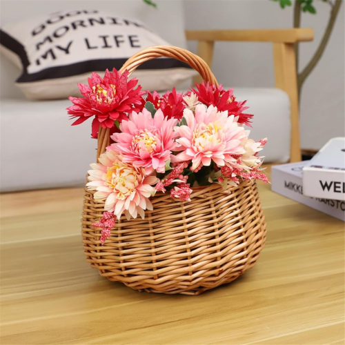 Wicker Picnic Basket with Handle,Willow Flower Girl Basket 1