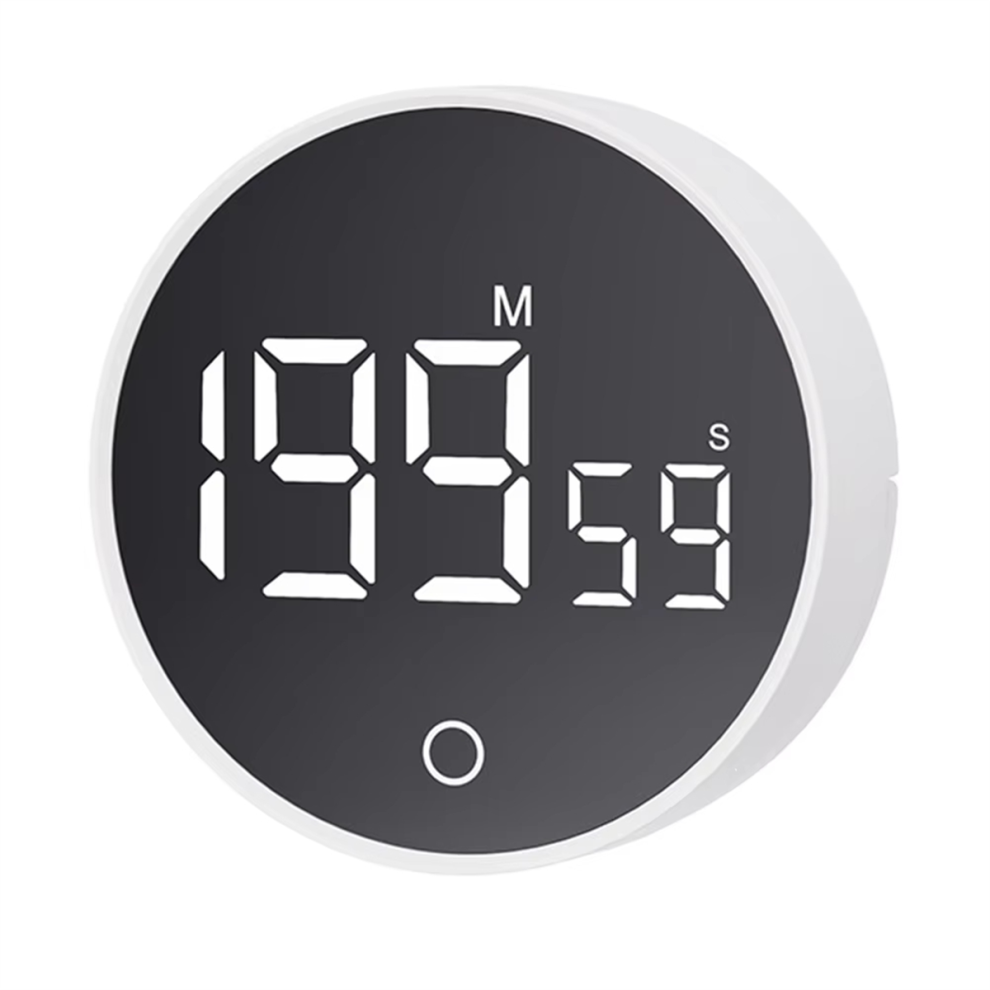 Minuterie de cuisine magnétique, compte à rebours, numérique, manuelle, blanche