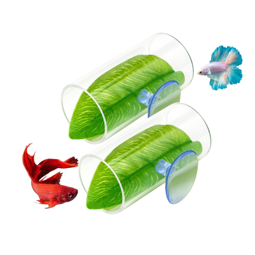 2 Pack Betta Fish Acrylic Tube Tunnel,BettaFish Leaf Pad