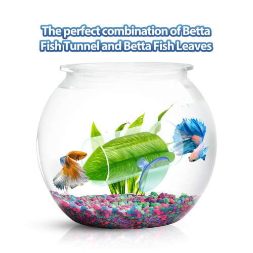 2 Pack Betta Fish Acrylic Tube Tunnel,BettaFish Leaf Pad 2
