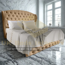 (Mink (No Mattress), 4FT6" Double) 54" Wingback Ottoman Bed Divan Liftup STORAGE Bed Plush Velvet &Mattress All Sizes