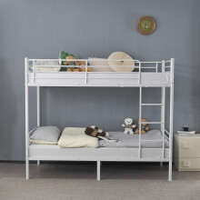 Heavy Duty Metal Twin Over Twin Bunk Bed w/ Ladder & Full-Length Guard Rail