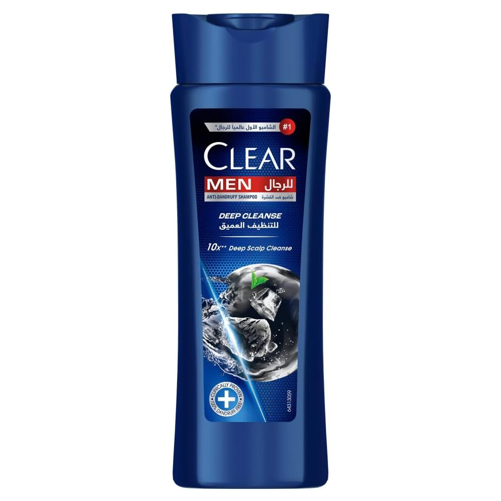 Clear Men Anti-Dandruff Shampoo Deep Cleanse 200ml | Activated Charcoal & Vitamin B3 | 10X Deep Scalp Cleanse | Eliminates Dandruff & Itchy Scalp