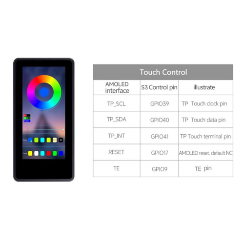 ESP32 S3 1.91inch AMOLED Display Screen with WIFI/BTL PSRAM,B