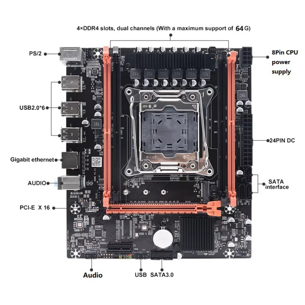 Photos - Other Components X99E Motherboard+E5 2666 V3 CPU Dual Channel Desktop Motherboard