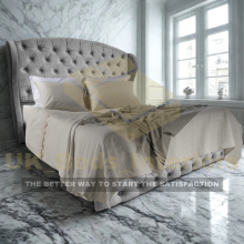 (Grey (with Mattress), 3FT Single) 54" Wingback Ottoman Bed Divan Liftup STORAGE Bed Plush Velvet &Mattress All Sizes