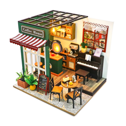3D μοντέλο παζλ κατασκευή ξύλινου DIY κιτ μινιατούρας καφέ
