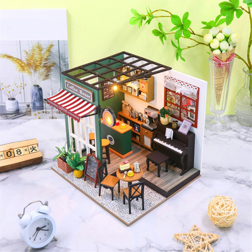 3D μοντέλο παζλ κατασκευή ξύλινου DIY κιτ μινιατούρας καφέ 1
