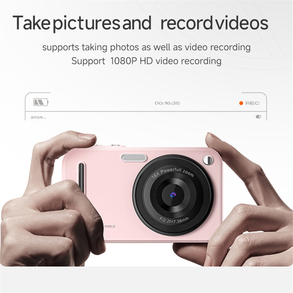 Appareil photo numérique, autofocus 48MP AF 4K, rose