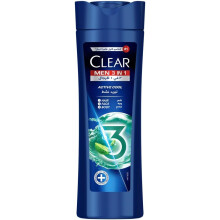 Clear Men 3 in 1 Shampoo Active Cool 400ml | Hair, Face & Body Wash |Cooling Menthol & Deep Clean Formula |Anti-Dandruff, Oil Control |Daily Shampoo